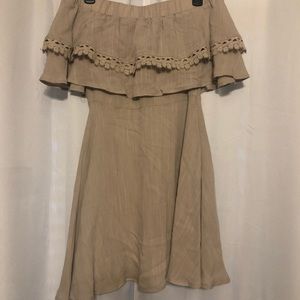 Taupe dress off the shoulder